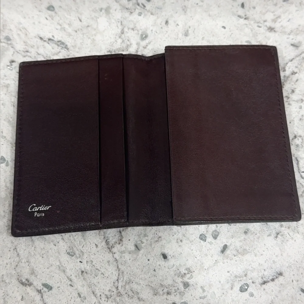 Cartier Dark Brown Leather Card Holder Wallet AUTHENTIC